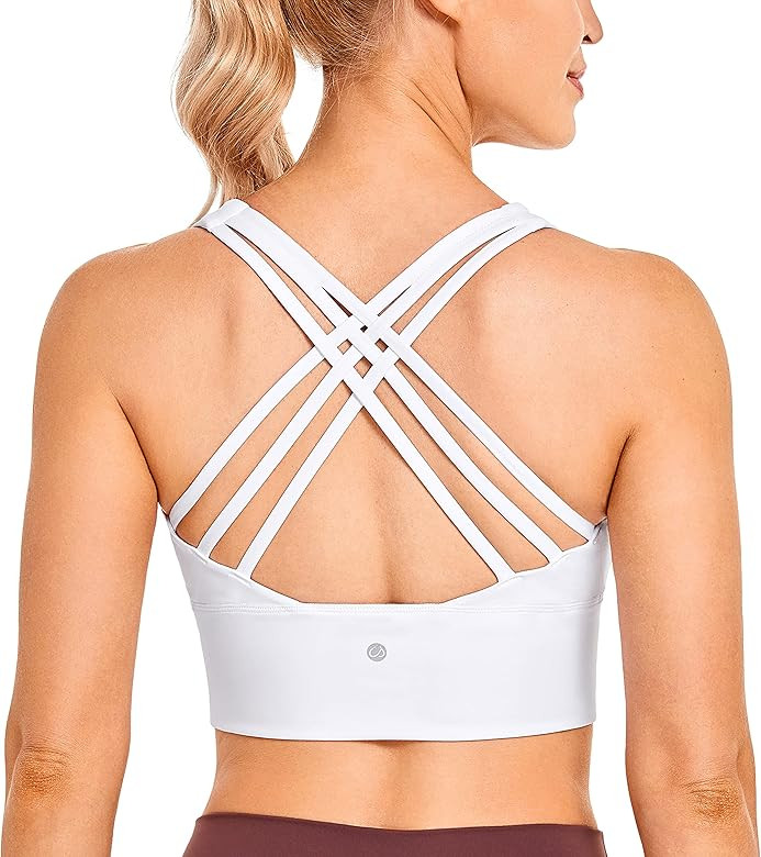 CRZ YOGA Strappy Longline Sports Bras for Women - Wirefree Padded Criss Cross Yoga Cropped Tank T... | Amazon (US)