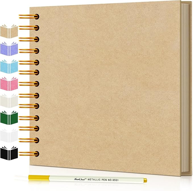 EJBLFE DIY Scrapbook Album, Hardcover Kraft 7x7 inch 40 Pages Scrap Book Photo Album with Metalli... | Amazon (US)