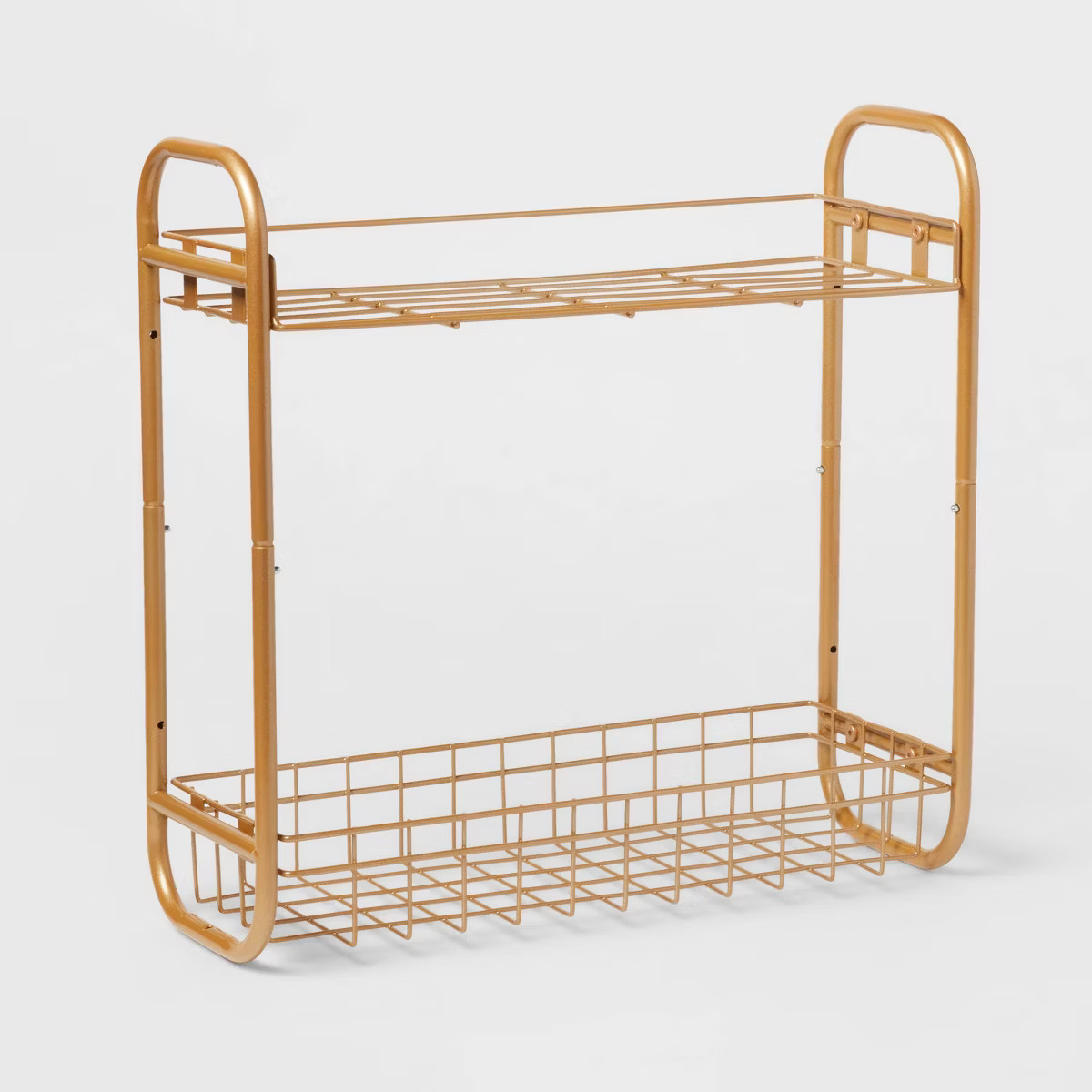 On The Wall 2 Tier Shelving Rack Metallic Gold - Room Essentials™: Powder-Coated Steel, Univers... | Target