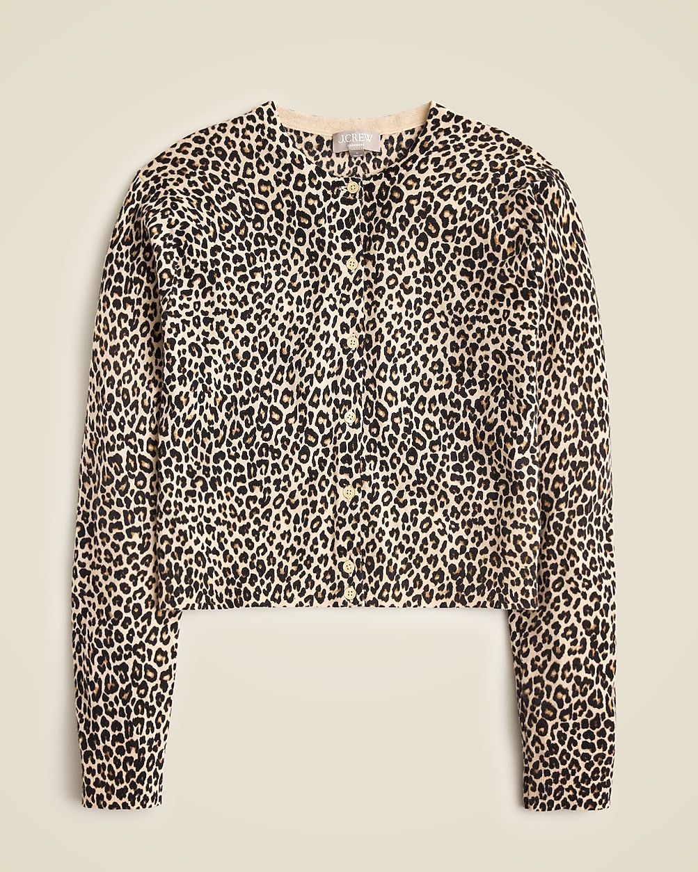 Featherweight cashmere shrunken cardigan sweater in leopard print | J. Crew US