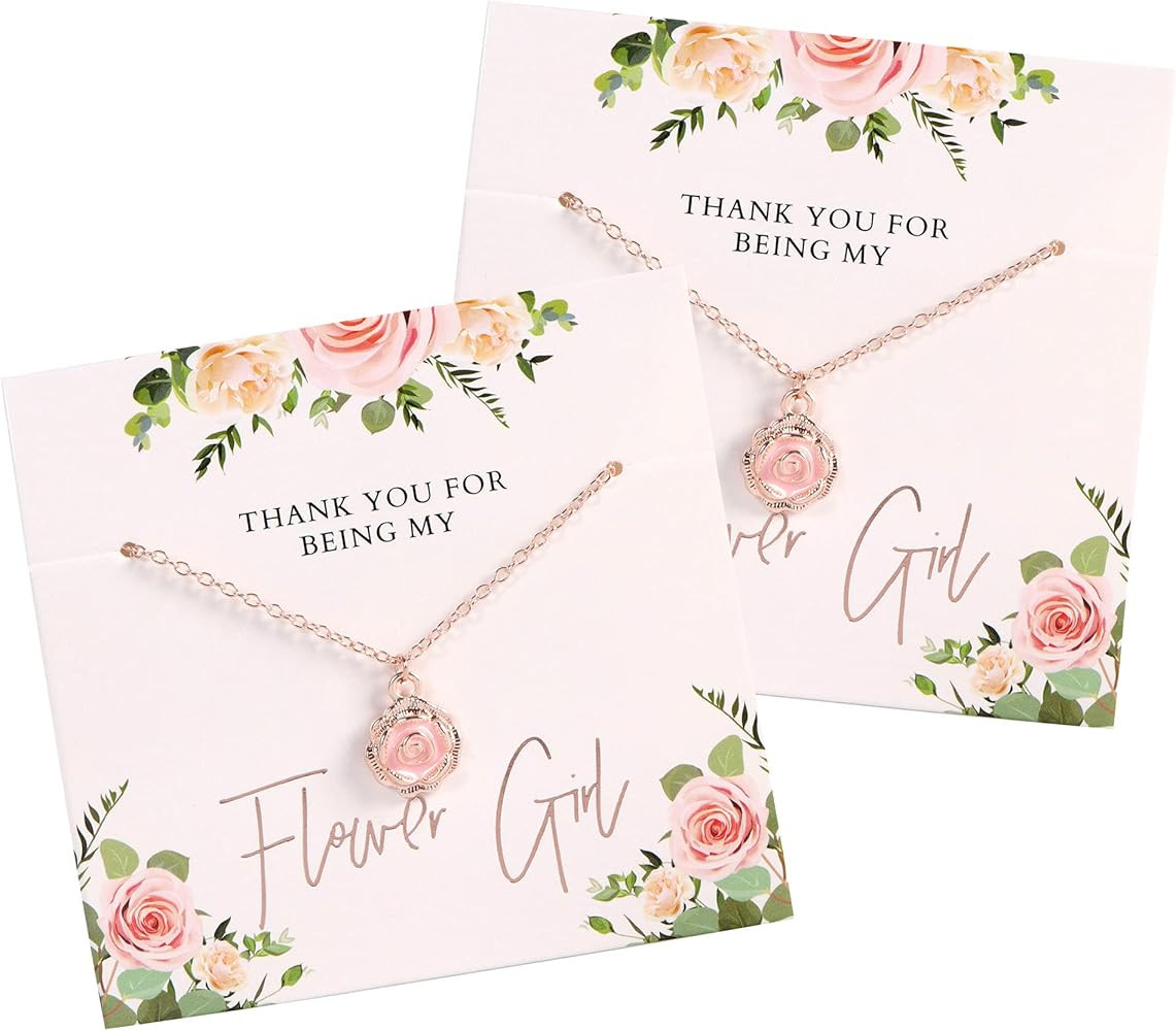 Pop Fizz Designs Flower Girl Gift - Flower Girl Necklace (Set of 2) | Girls' Jewelry | Flower Gir... | Amazon (US)