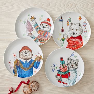 Dapper Animal Holiday Salad Plate | West Elm (US)