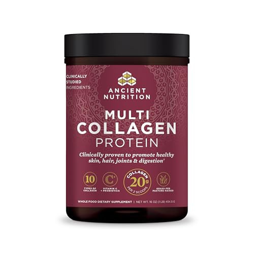 Ancient Nutrition Collagen Powder Protein with Probiotics, Unflavored Multi Collagen Protein with Vitamin C, 45 Servings, Hydrolyzed Collagen Peptides Supports Skin and Nails, Gut Health, 16oz | Amazon (US)