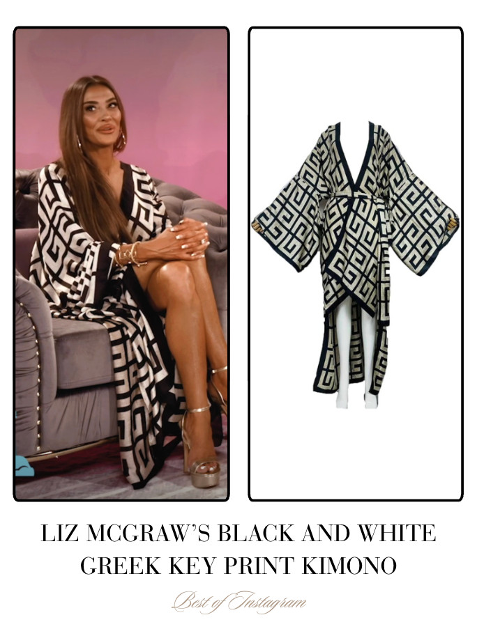  Liz McGraw's Black and White Greek Key Printed Kimono  

 