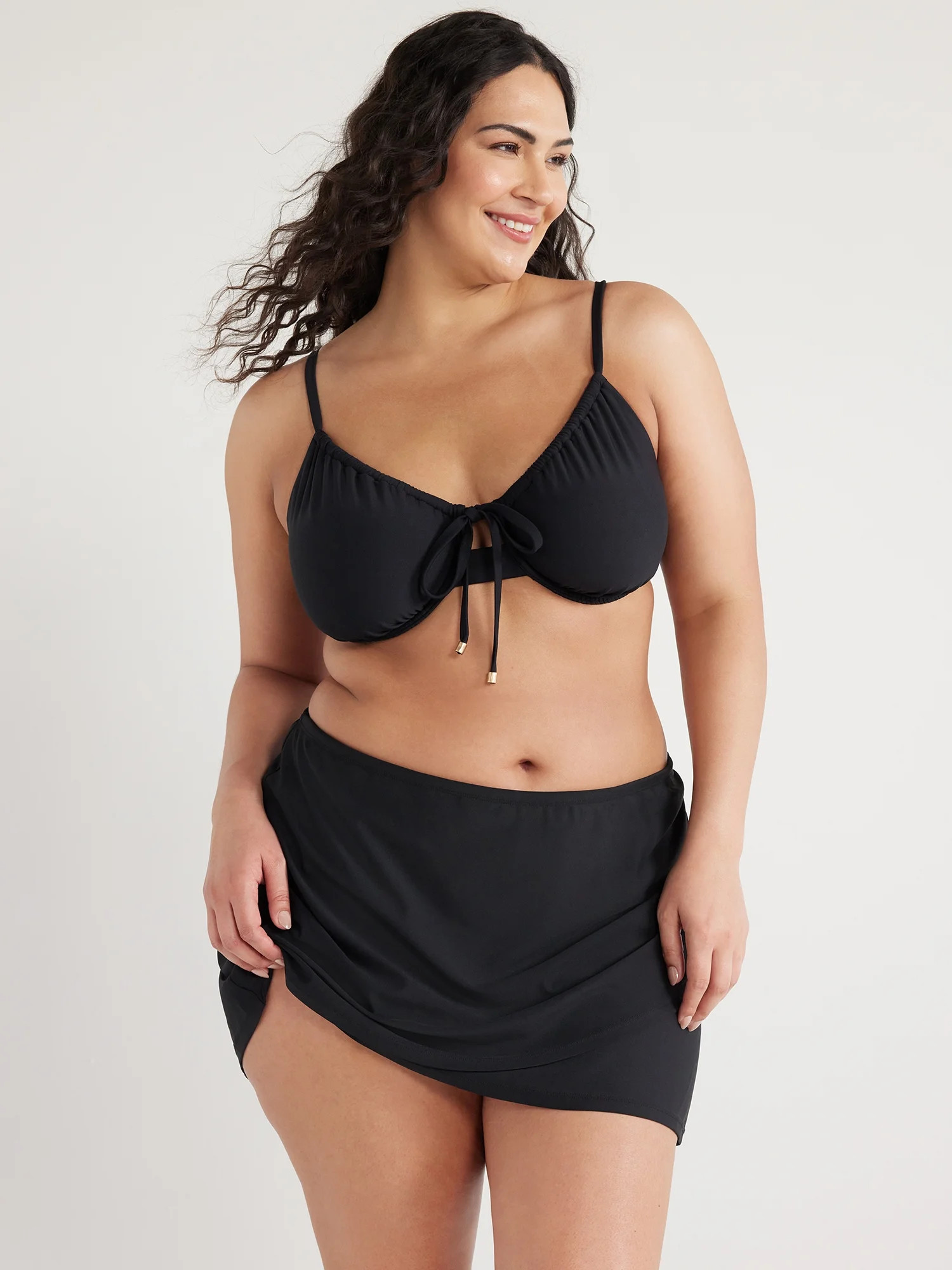 Time and Tru Women's and Women's Plus High Low Slimming Swim Skirt, Sizes S-3X | Walmart (US)