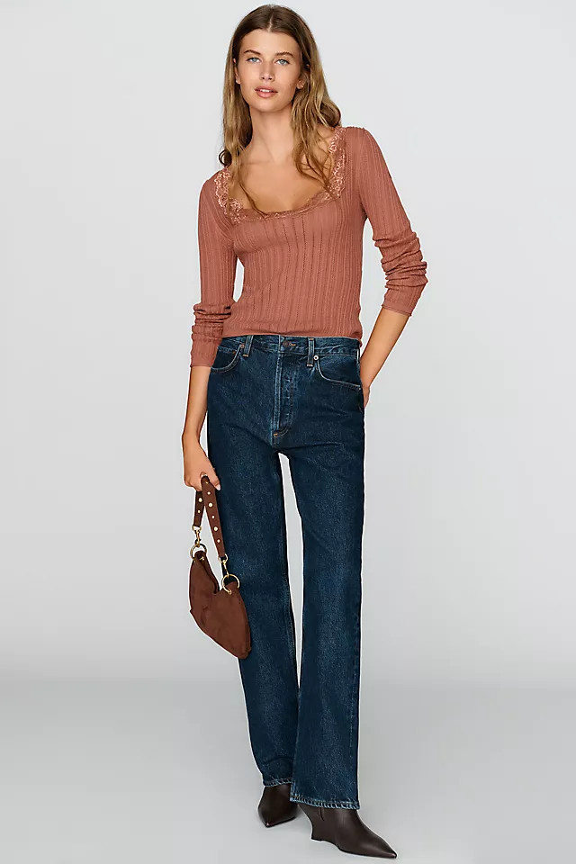90s Pinch Waist High-Rise Straight Jeans | Anthropologie (US)