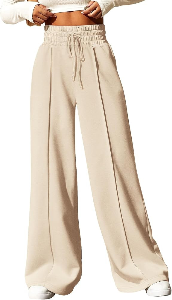 BTFBM Womens Wide Leg Sweatpants Casual Loose Solid Color Pants Comfy Lounge Joggers Baggy Sweatp... | Amazon (US)