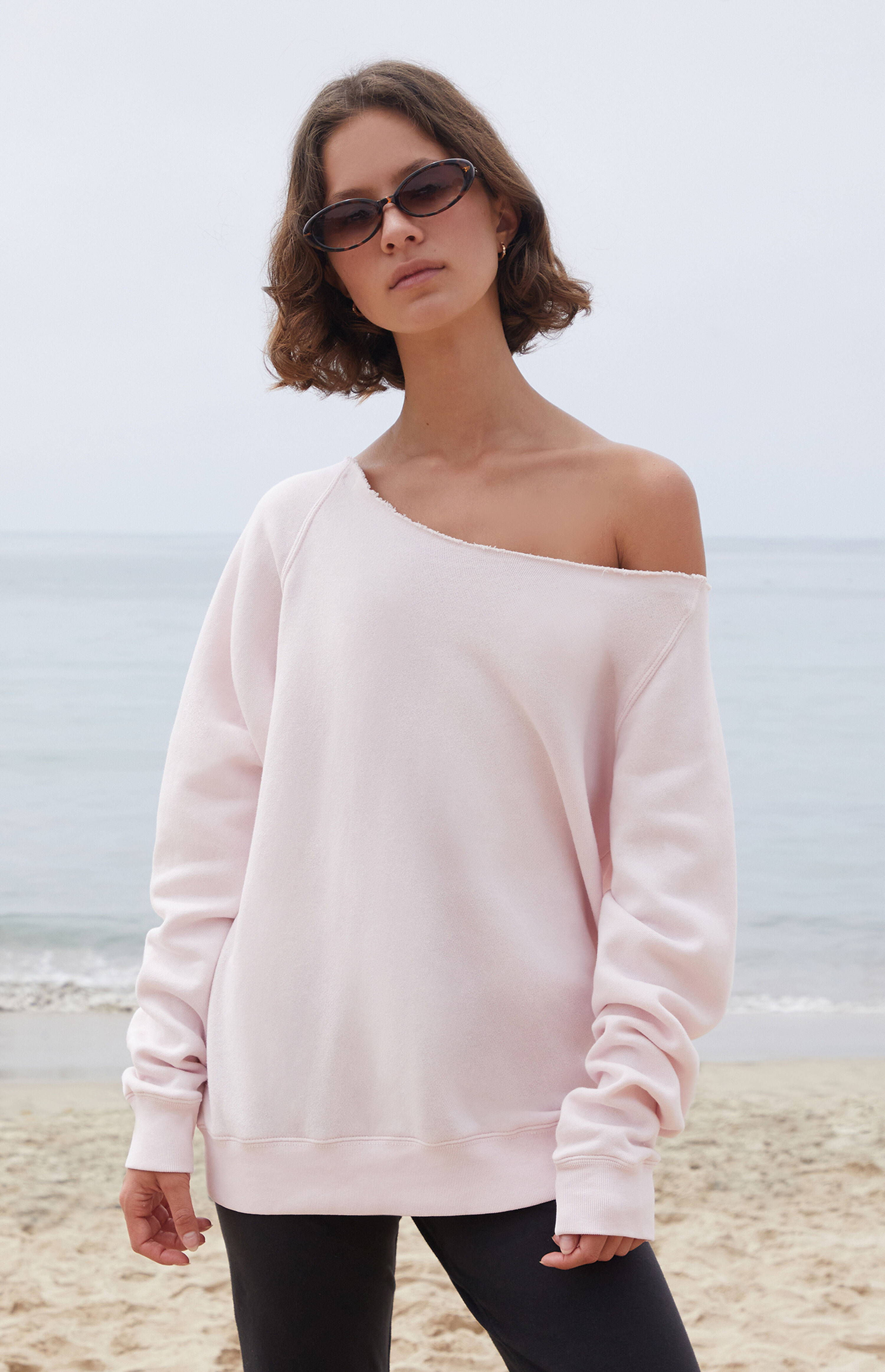 John Galt Pink Erica Off-The-Shoulder Sweatshirt | PacSun