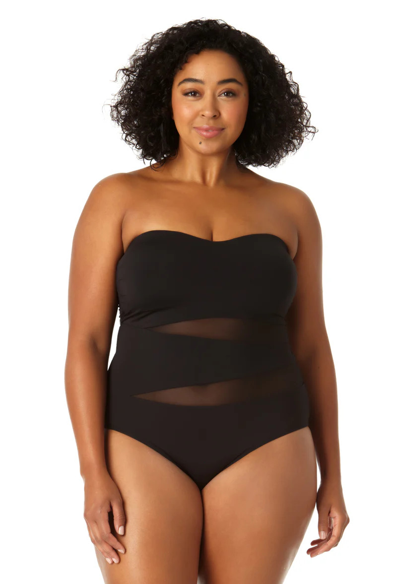 Anne Cole Plus - Women's Mesh Strapless One Piece Swimsuit | Anne Cole