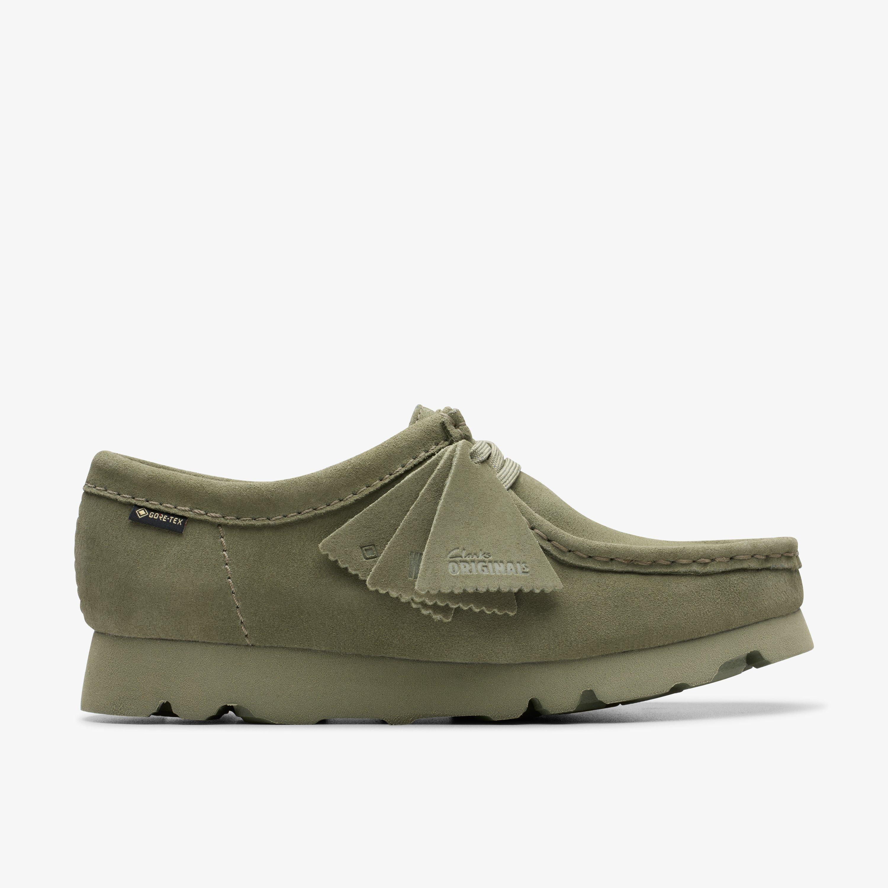 Womens Wallabee Gore-Tex Khaki/Green Suede | Clarks (US)