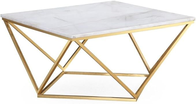 TOV Furniture The Leopold Collection Modern Style Marble Top Cocktail Table with Gold Finish Legs... | Amazon (US)