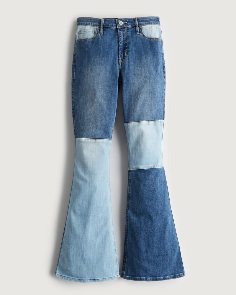 Women's High-Rise Patchwork Flare Jeans | Women's Clearance | HollisterCo.com | Hollister (US)