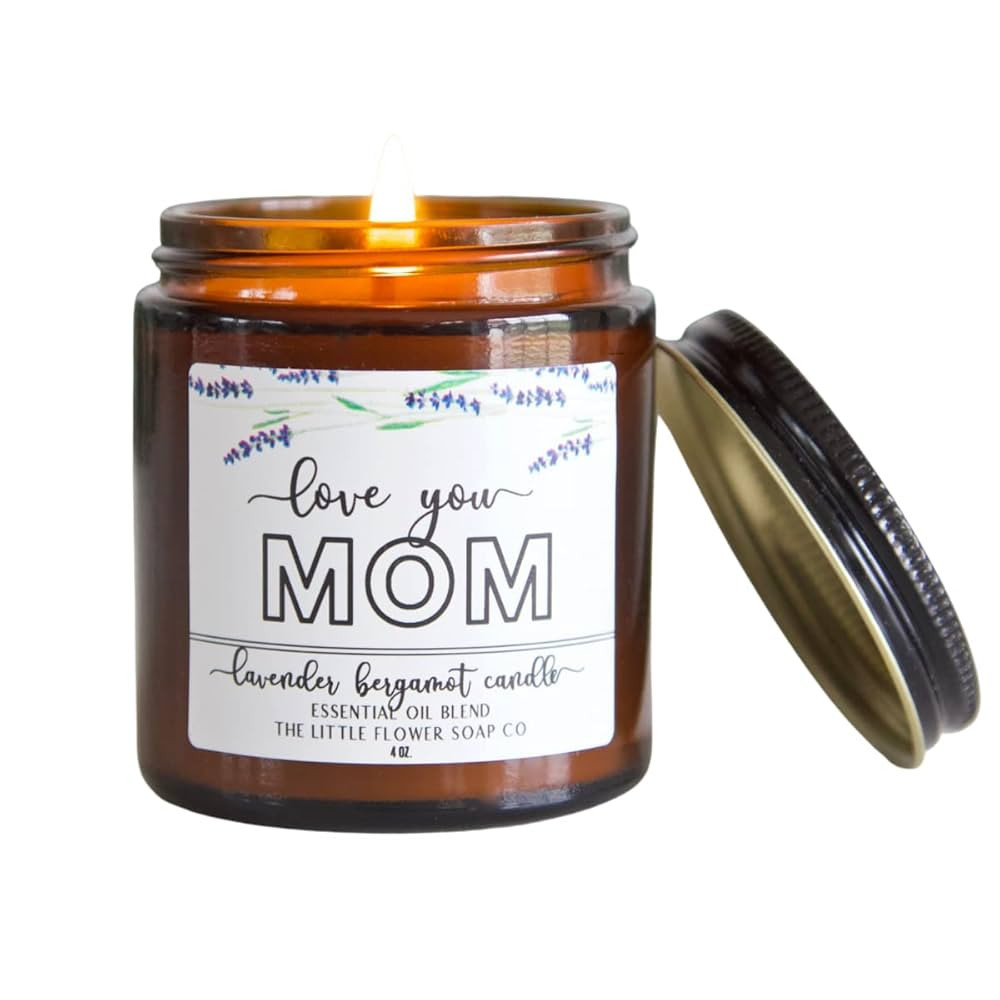 Love you Mom Candle Gift - 4oz Lavender Bergamot Soy Wax Essential oil blend | Amazon (US)