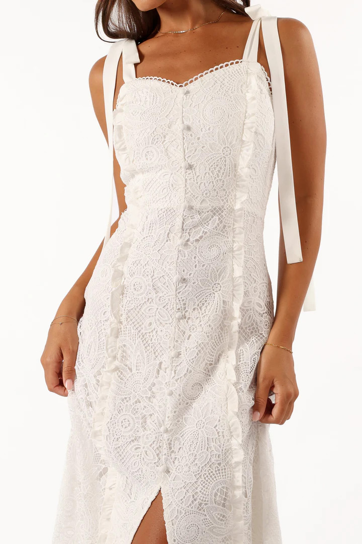 Jagger Midi Lace Dress - White | Petal & Pup (US)