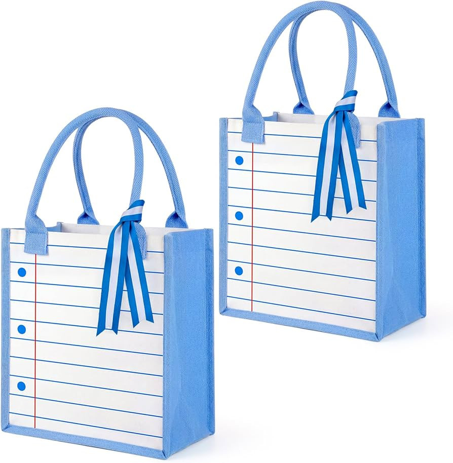 Cumule 2 Pcs Teachers Appreciation Gift Bags Bulk Back to School Notebook Canvas Tote Bags with H... | Amazon (US)