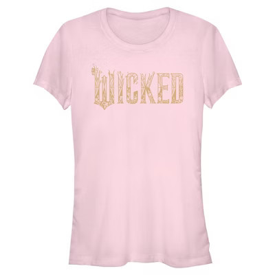 Juniors Womens Wicked: For Good Official Floral Logo T Shirt - Light Pink - Small | Target