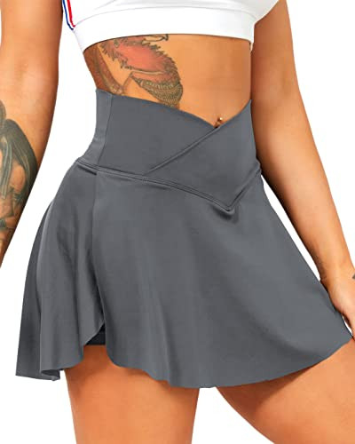 Navneet Women Tennis Skirts with Pockets High Waisted Golf Skirts Athletic Skorts Pleated Mini Skirt Workout Sport Pickleball, Grey, XS | Amazon (US)