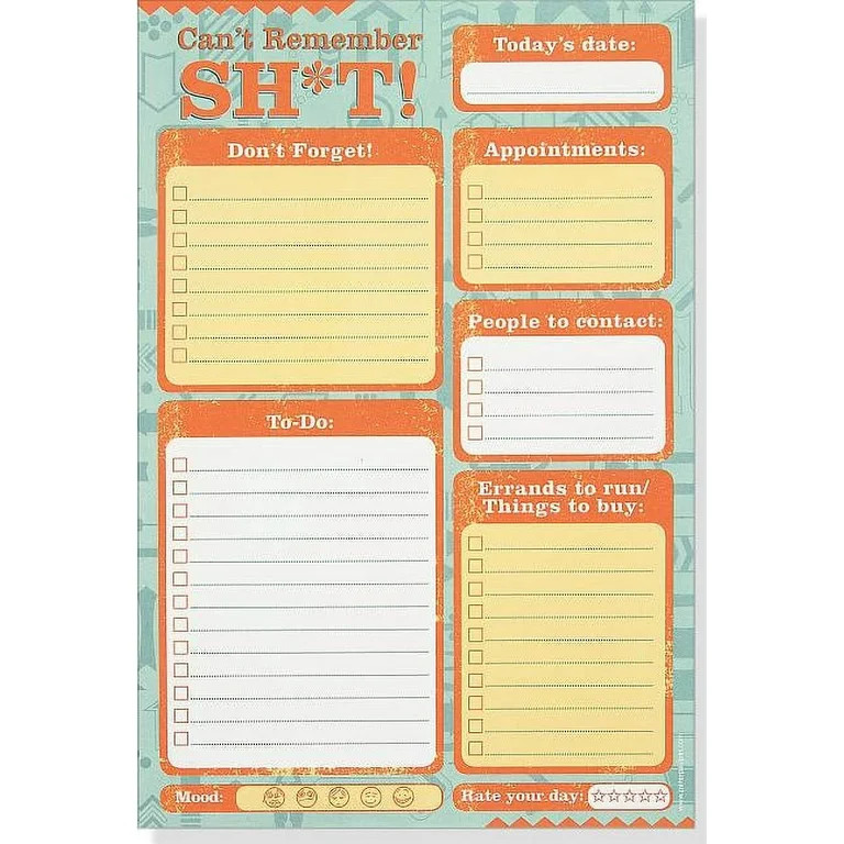 Peter Pauper Press Can't Remember Sh*t Note Pad, 6" x 9", Multicolor, 60 Sheets | Walmart (US)