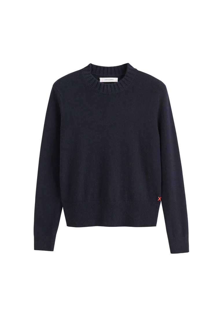 Navy Wool-Cashmere Cropped Sweater | Chinti & Parker