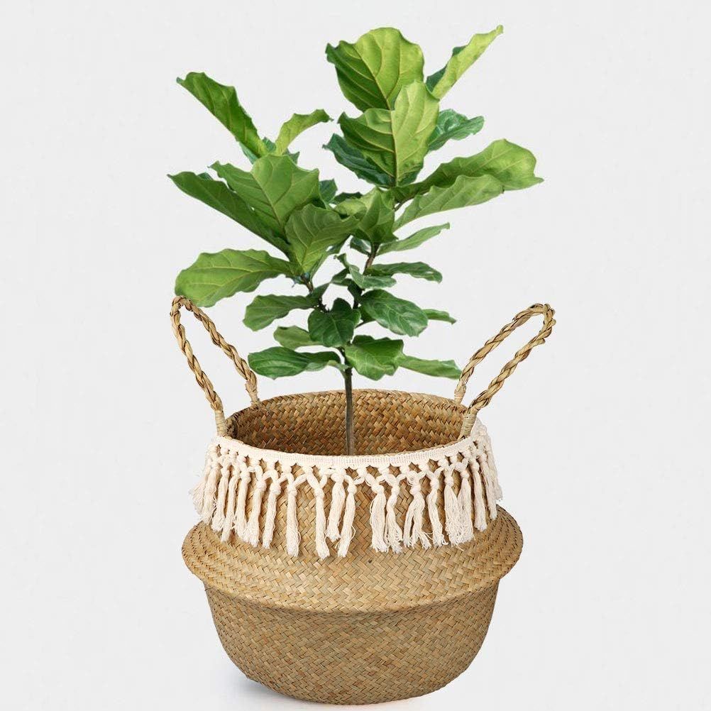Woven Seagrass Storage Basket, Woven Basket Plant Basket Belly Baskets Toy Basket Handmade Sea Gr... | Amazon (US)
