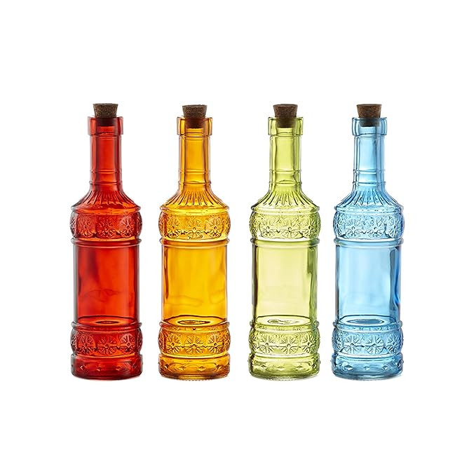 Style Setter Set of 4 Colored Glass Bottles, Multi | Amazon (US)