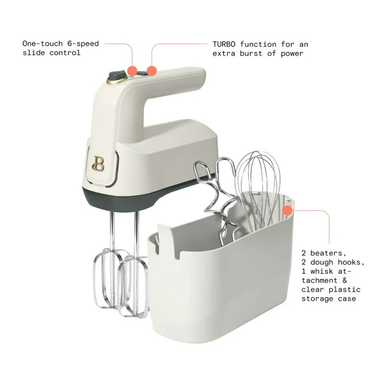 Beautiful 6-Speed Electric Hand Mixer, White Icing by Drew Barrymore | Walmart (US)