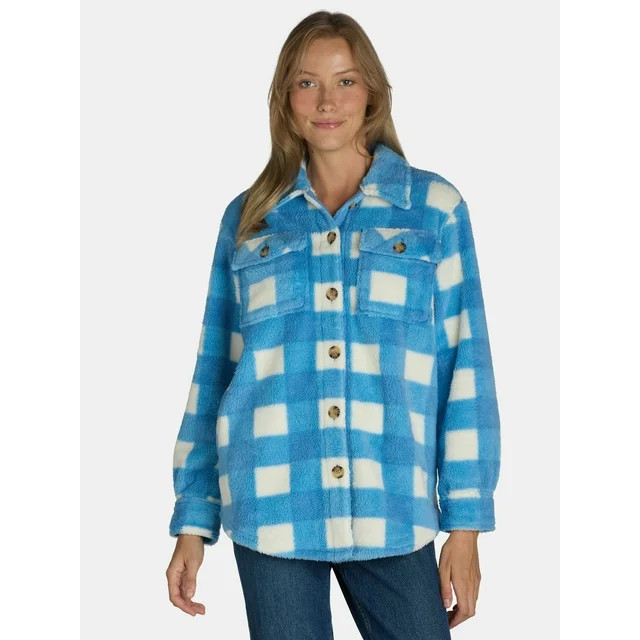 Time and Tru Women's Faux Shearling Shacket, Sizes XS-XXXL | Walmart (US)