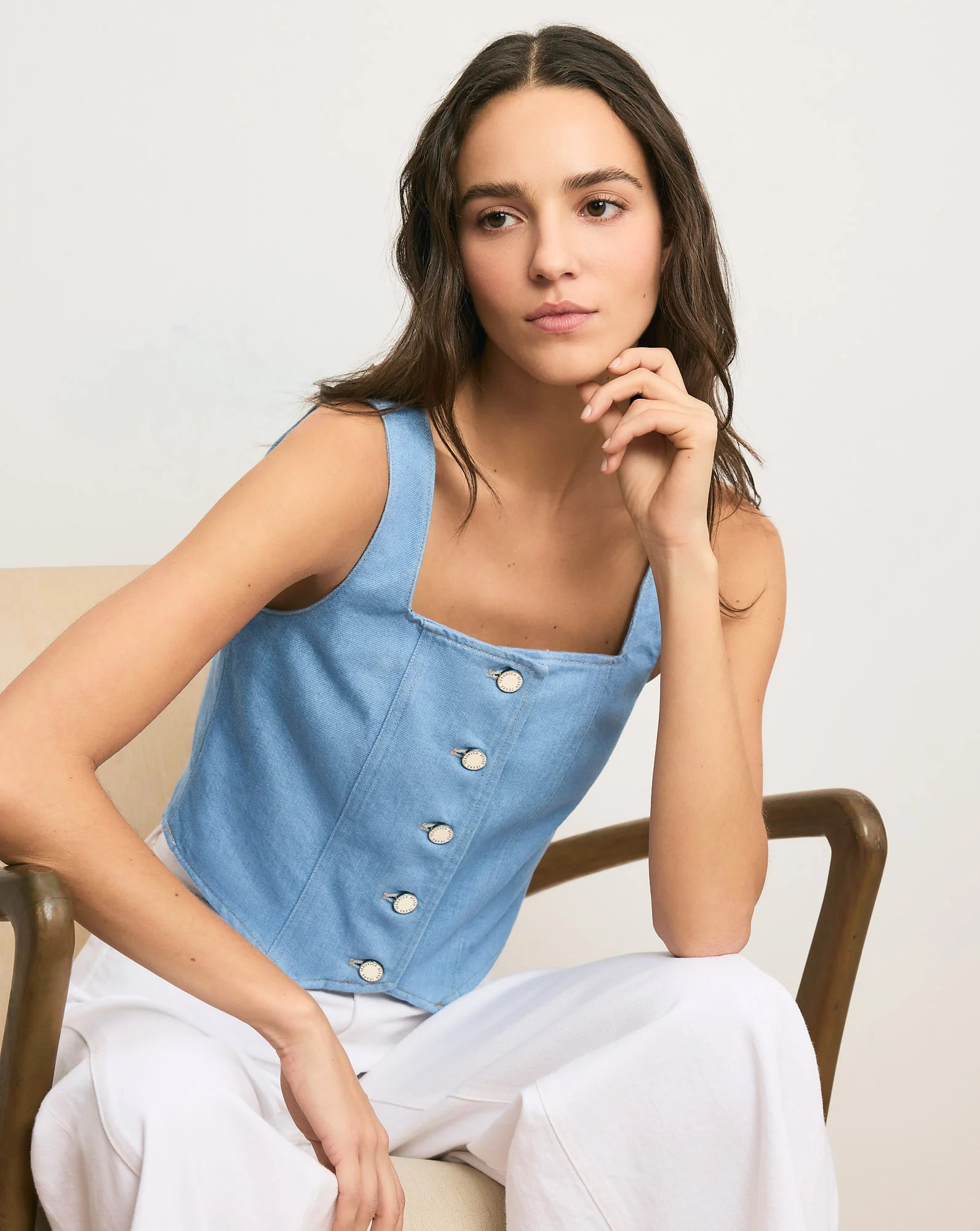 Spensley Denim Vest in Light Wash Bayside | Veronica Beard | Veronica Beard