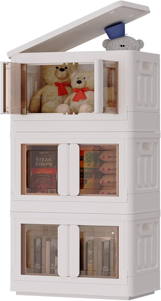 FLEXIMOUNTS 8.4 Gal Collapsible Plastic Storage Bins with Lids, 3-Pack Stackable Storage Bins, Mi... | Amazon (US)