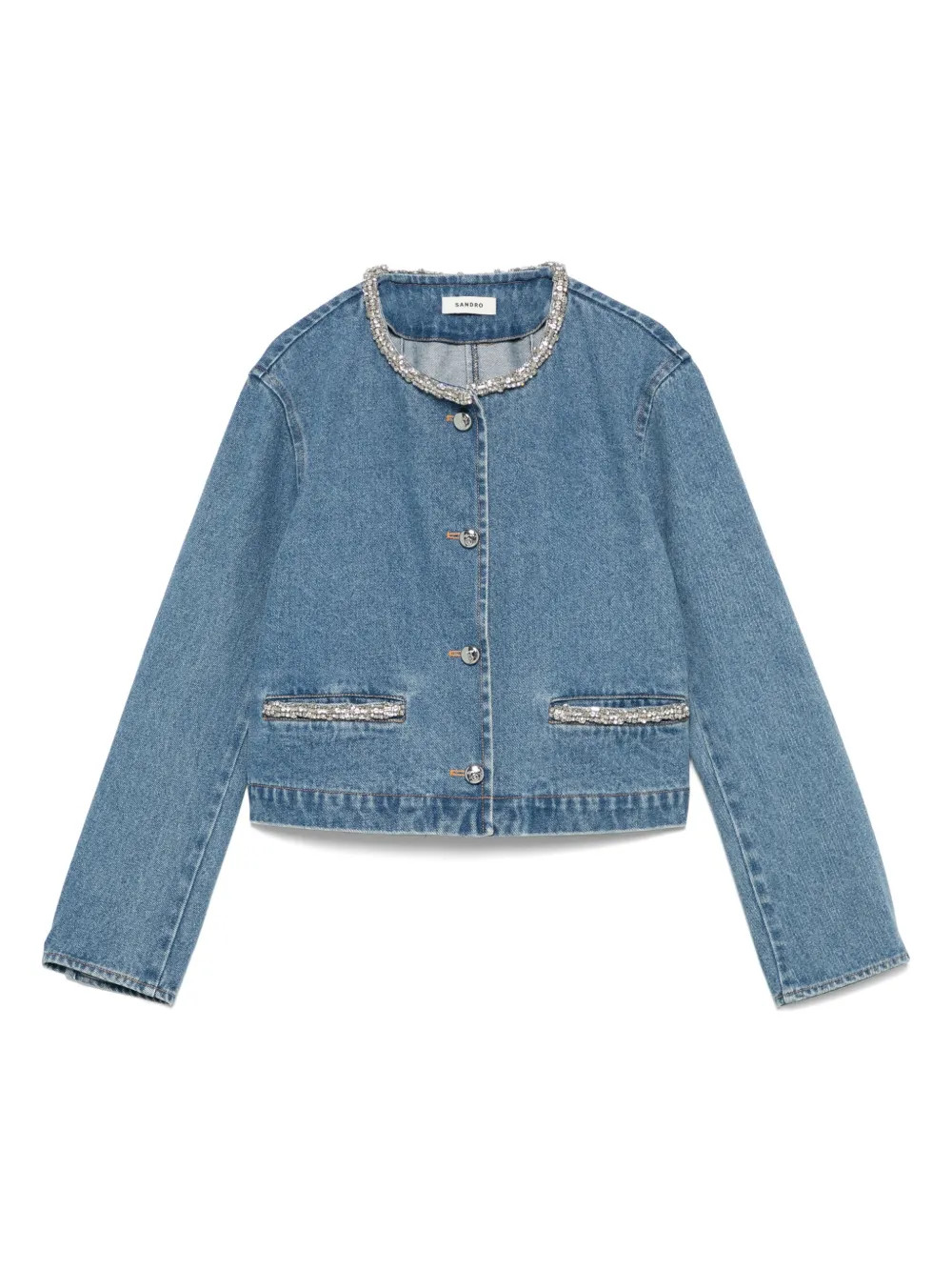 SANDRO rhinestone-embellished Jacket | Blue | FARFETCH | Farfetch Global
