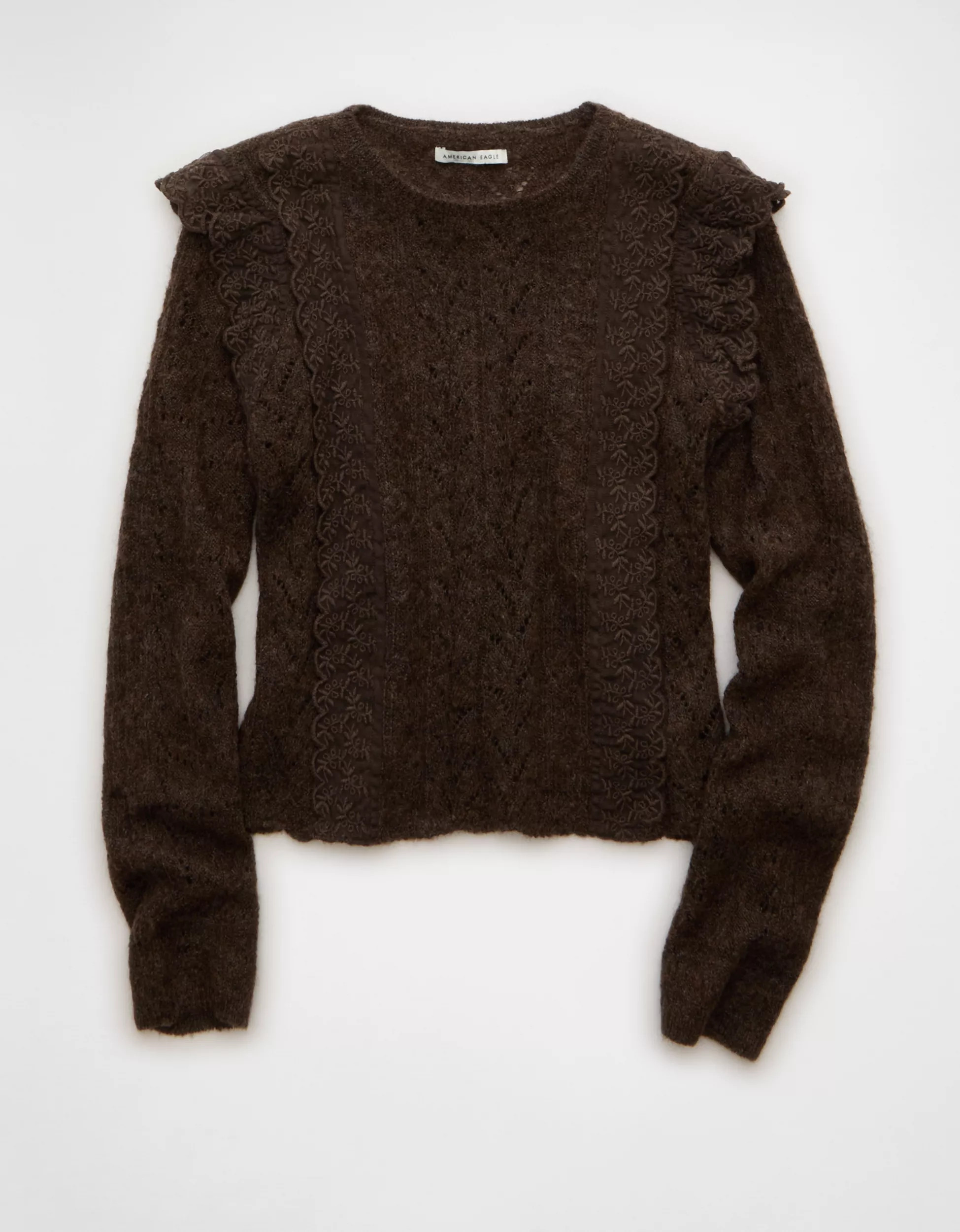 AE Lace Ruffle Sweater | American Eagle Outfitters (US & CA)