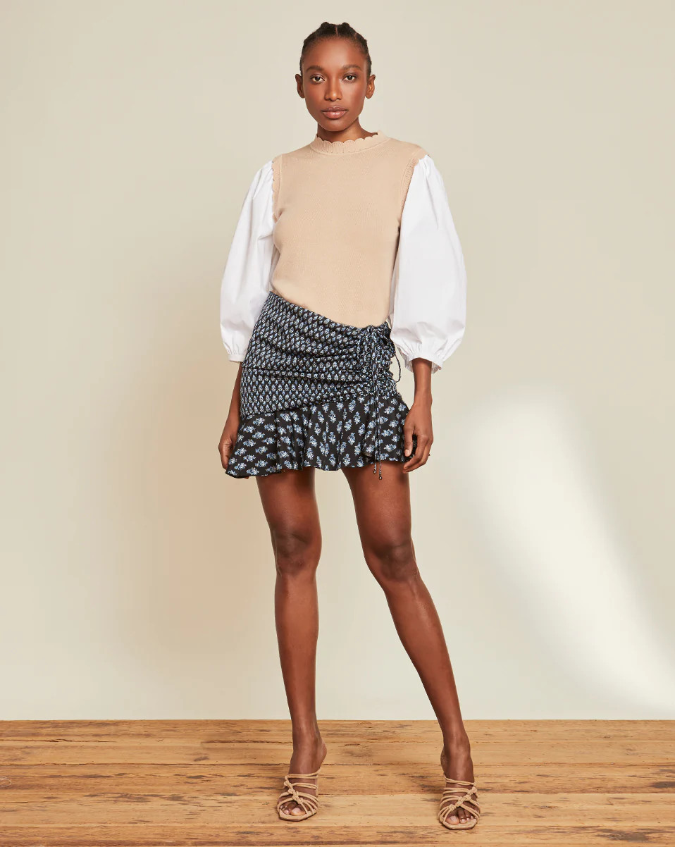 Violet Stamped-Floral Skirt | Veronica Beard