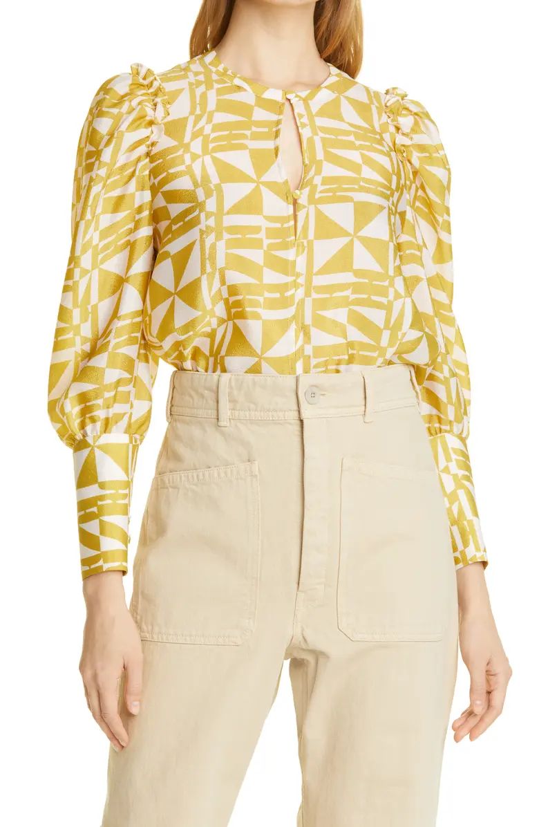 Mitzy Floral Keyhole Blouse | Nordstrom