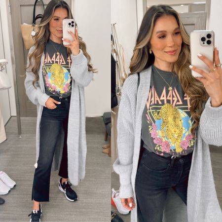 Hi sis! Wearing an XS in graphic tee, Small in cardigan, jeans are 25, and size 8 in sneakers!

Nsale fashion finds! Click below to shop! Follow me @interiordesignerella for more exclusive posts & sales!!! So glad you’re here! Xo!!!❤️🥰👯‍♀️🌟 #liketkit @shop.ltk

#LTKstyletip #LTKSeasonal #LTKxNSale