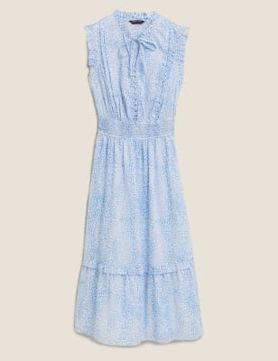 Pure Cotton Printed Midaxi Waisted Dress | Marks & Spencer (US)