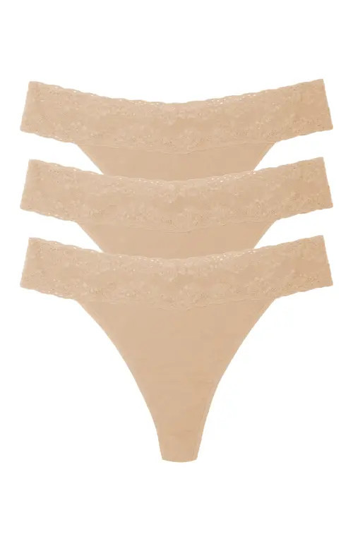 Natori Bliss Perfection One Size Thong 3-Pack in Cafe at Nordstrom | Nordstrom