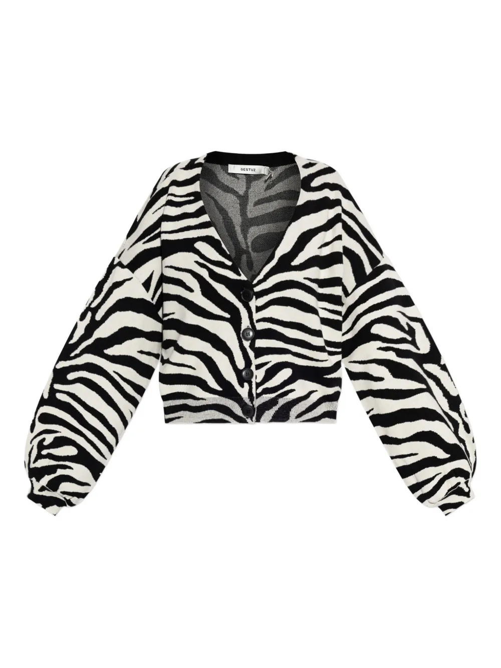 Gestuz zebra-print balloon-sleeve Cardigan | FARFETCH | Farfetch Global