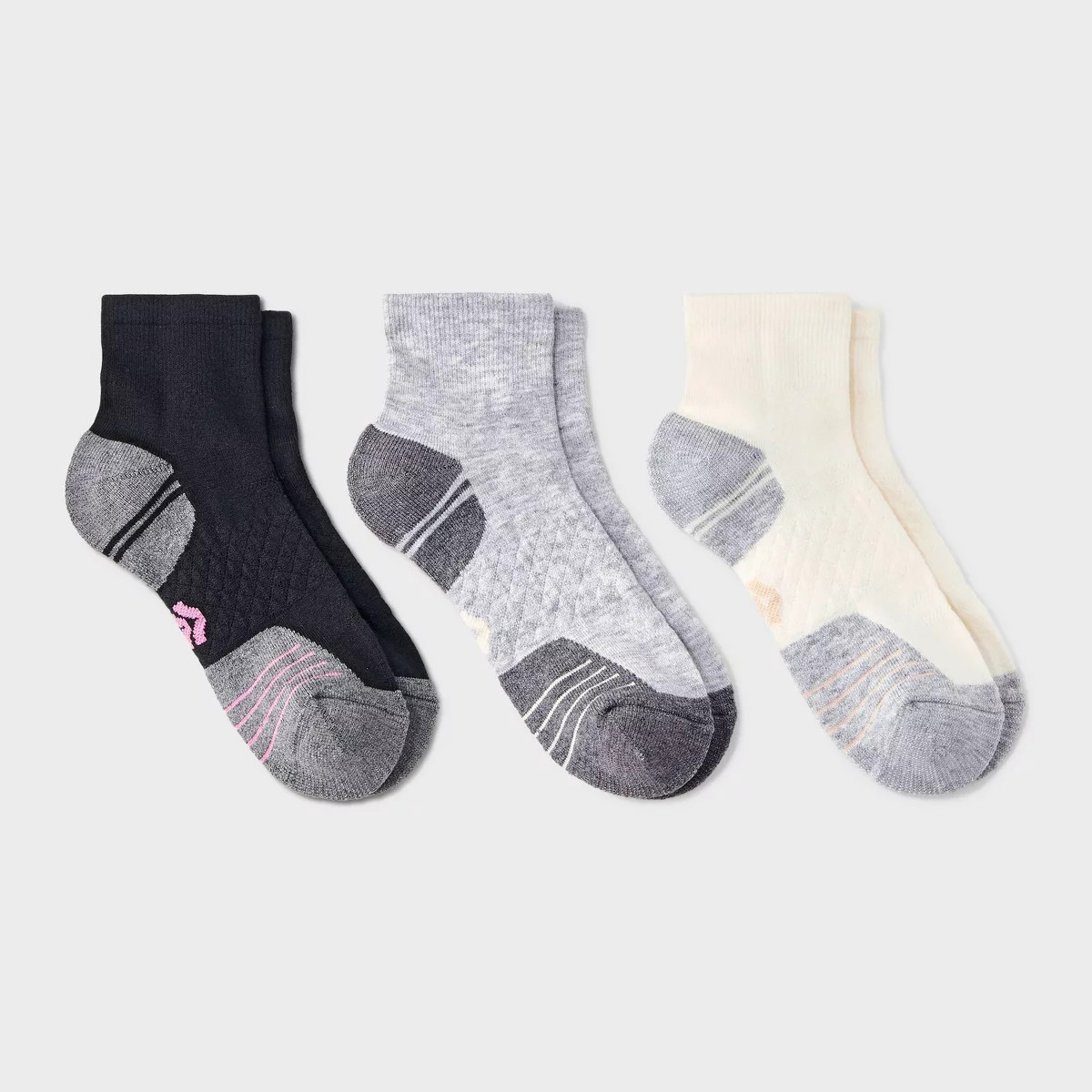 Women's Midweight Diamond 3pk Boot Ankle Socks - All In Motion™ Assorted Color 4-10 | Target