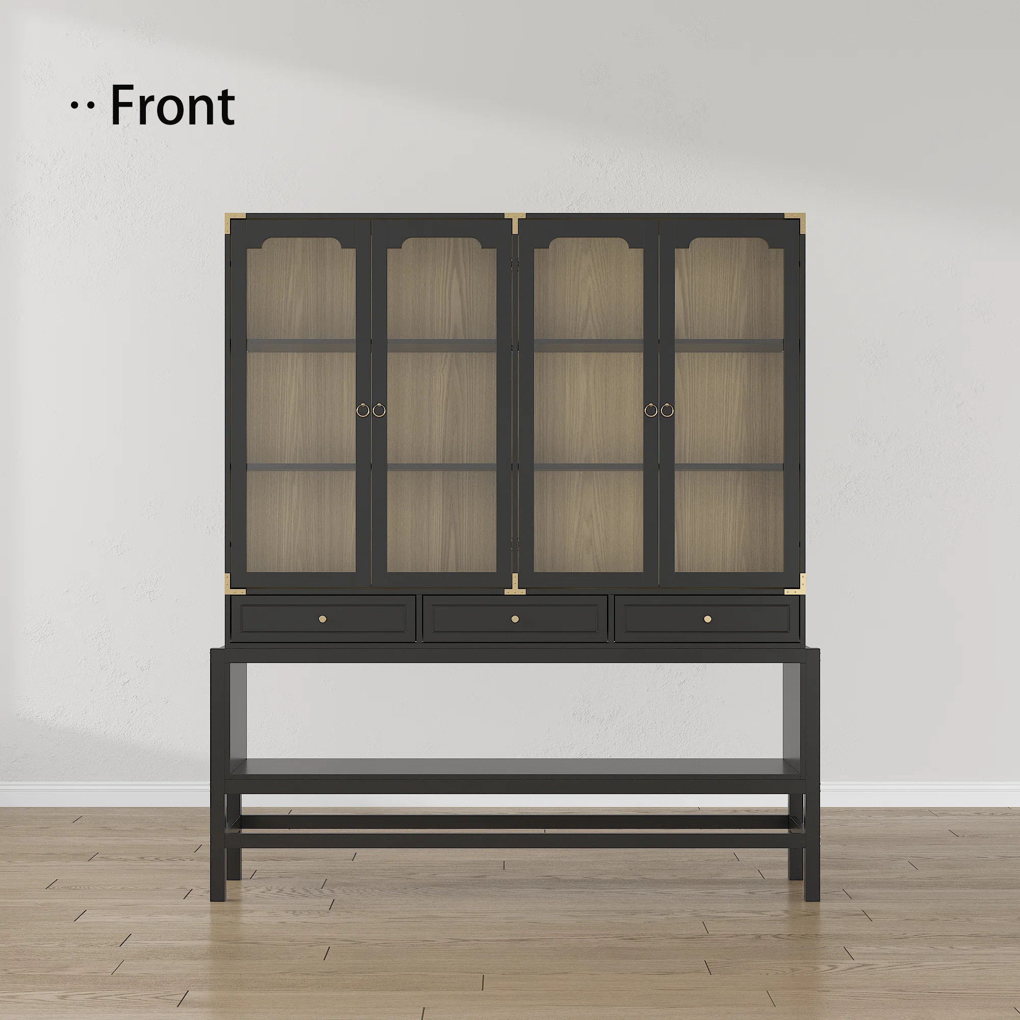 66.1" Wide China Cabinet Dining Hutch With Glass Door & 3 Drawers | Wayfair North America