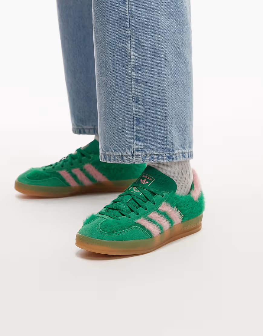 adidas Originals Gazelle Indoor sneakers in fluffy green and pink | ASOS (Global)