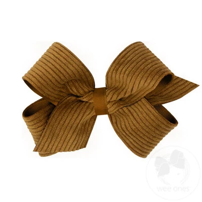Farmhouse Market TX Medium Grosgrain Hair Bow with Wide Wale Corduroy Overlay - Toffee TRF | Shop.app