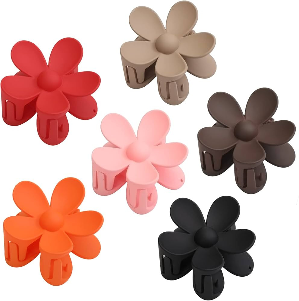 Hair Claw Clips, 6PCS Matte Flower Hair Clips, Large Claw Clips For Women Thick Hair, Big Cute Da... | Amazon (CA)