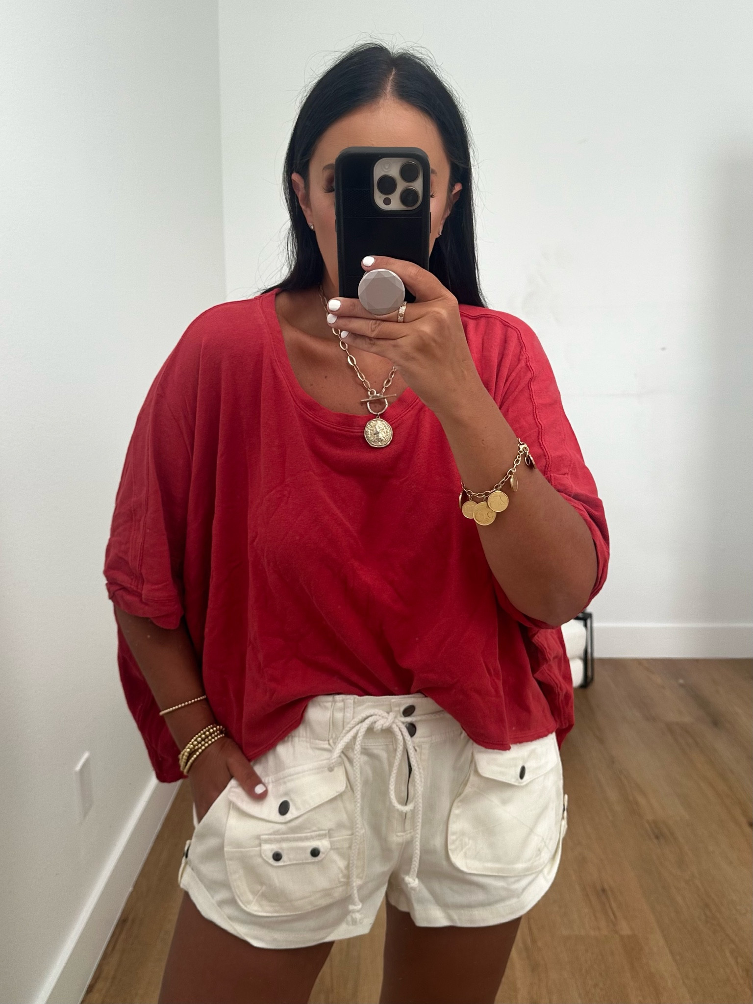 Waimea Slouchy Solid Shorts wearing size medium. We The Free CC Tee wearing size medium. 
