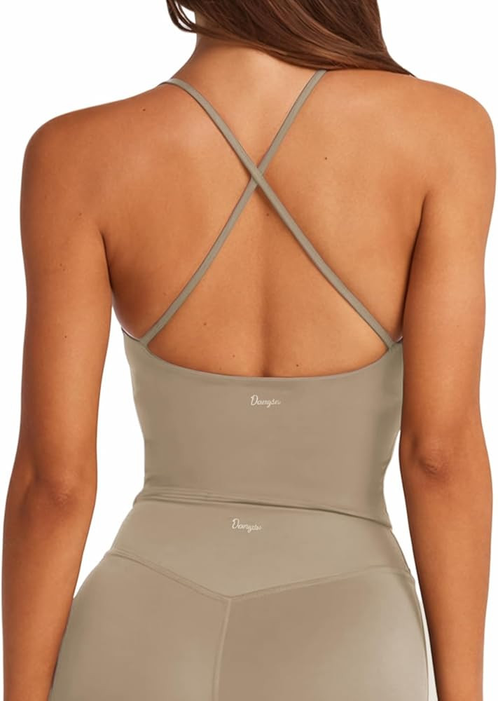 Danysu Sculpt Workout Tank Tops Women Backless Longline Sports Bras Strappy Padded Yoga Top | Amazon (CA)