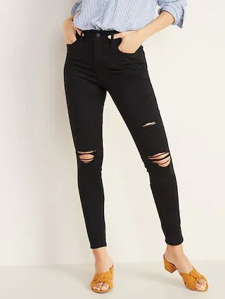 High-Waisted Rockstar Super-Skinny Distressed Jeans For Women | Old Navy (US)