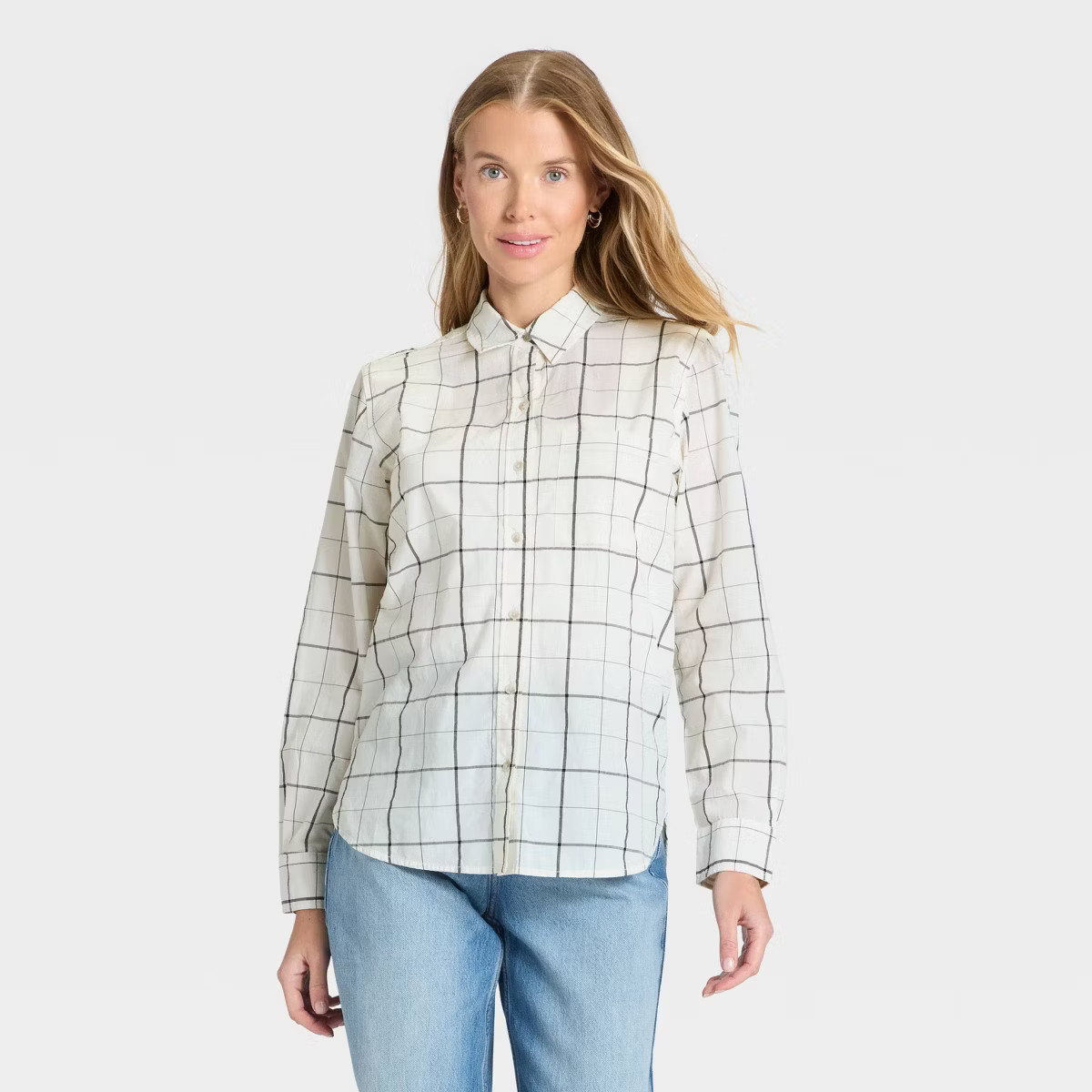 Women's Long Sleeve Collared Neck Button-Down Shirt - Universal Thread™ | Target