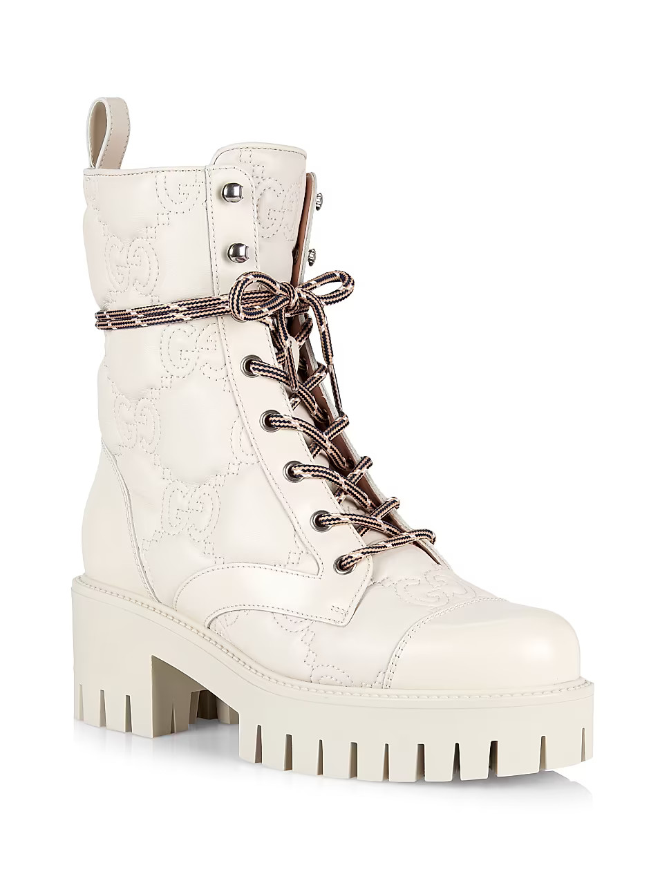 Quilted-Logo Leather Combat Boots | Saks Fifth Avenue
