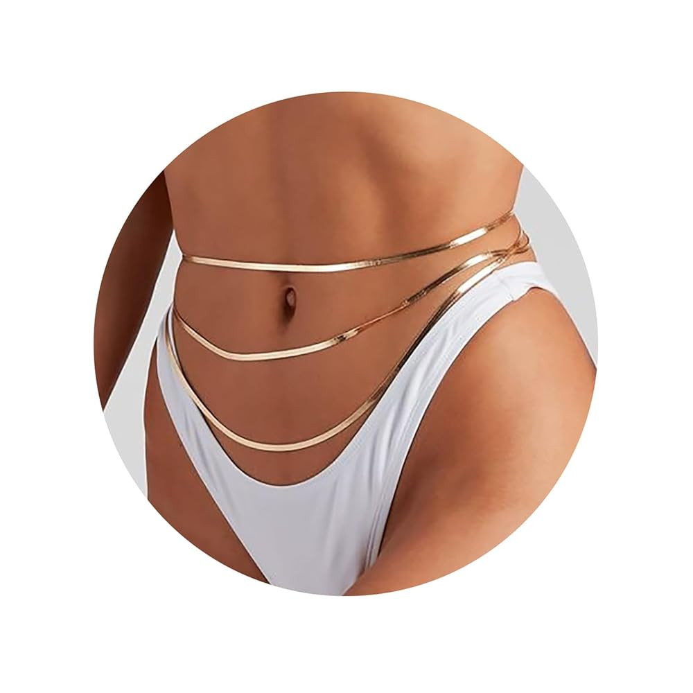 Turandoss 1-3PCS 18K Gold Plated Waist Chains for Women - Gold Layered Belly Body Chain for The W... | Amazon (US)