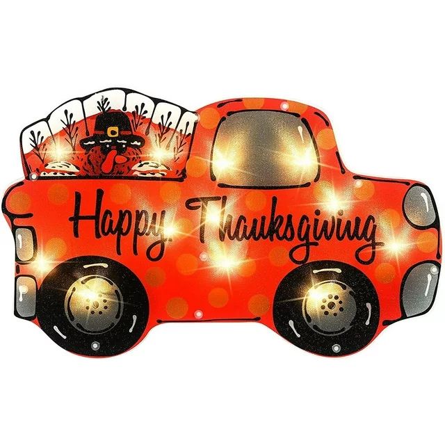 ALLADINBOX 17 Inch Thanksgiving Decor Prelit- 12 LEDs Turkey Standing on The Car - Window Silhoue... | Walmart (US)