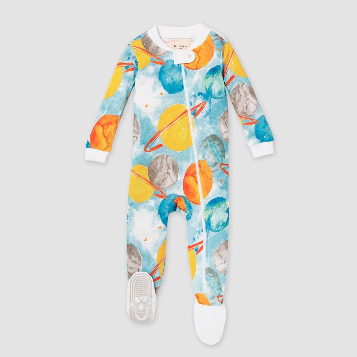 Burt's Bees Baby® Baby Boys' Outerspace Snug Fit Footed Pajama - Aqua Blue | Target